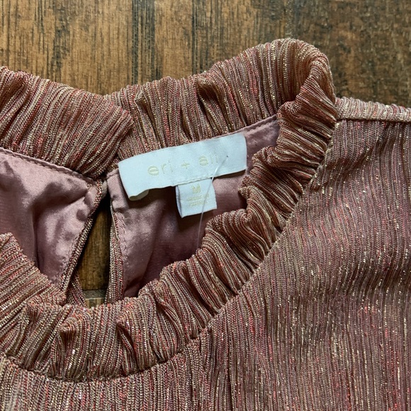 🌟HP🌟 NEW Anthropologie Eri & Ali Pink Rose Shimmer Top - Picture 3 of 4